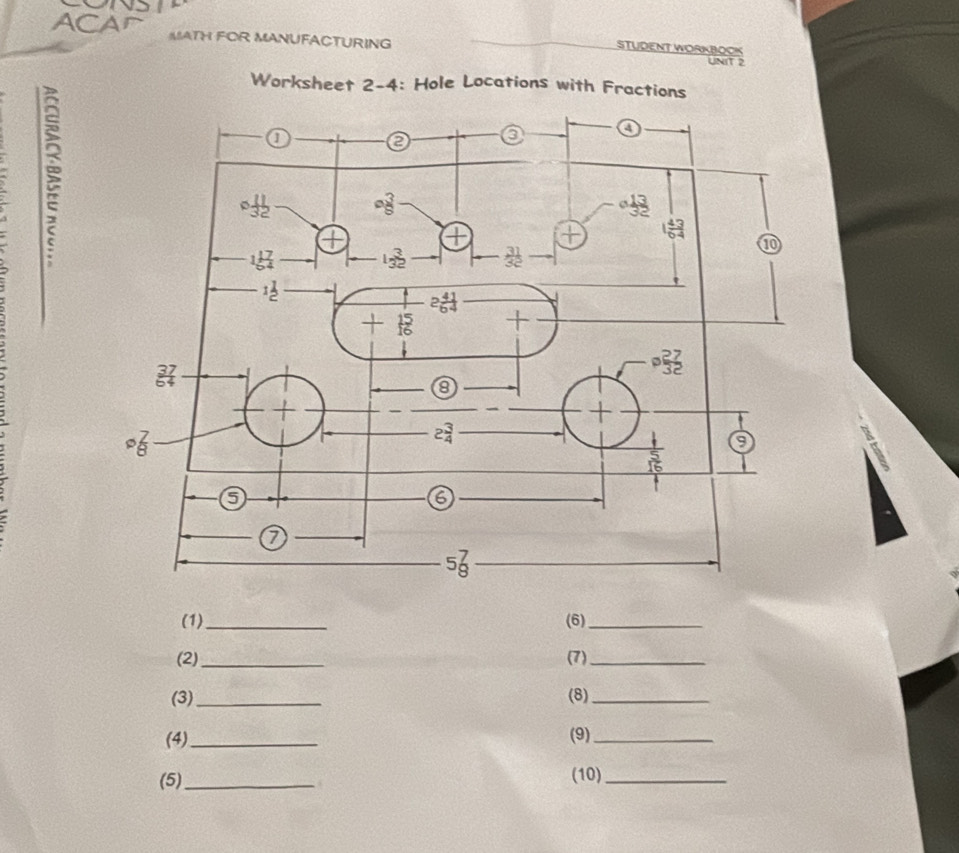 Solved: ACAD MATH FOR MANUFACTURING UNIT 2 STUDENT WORKBOCK Worksheet 2 ...