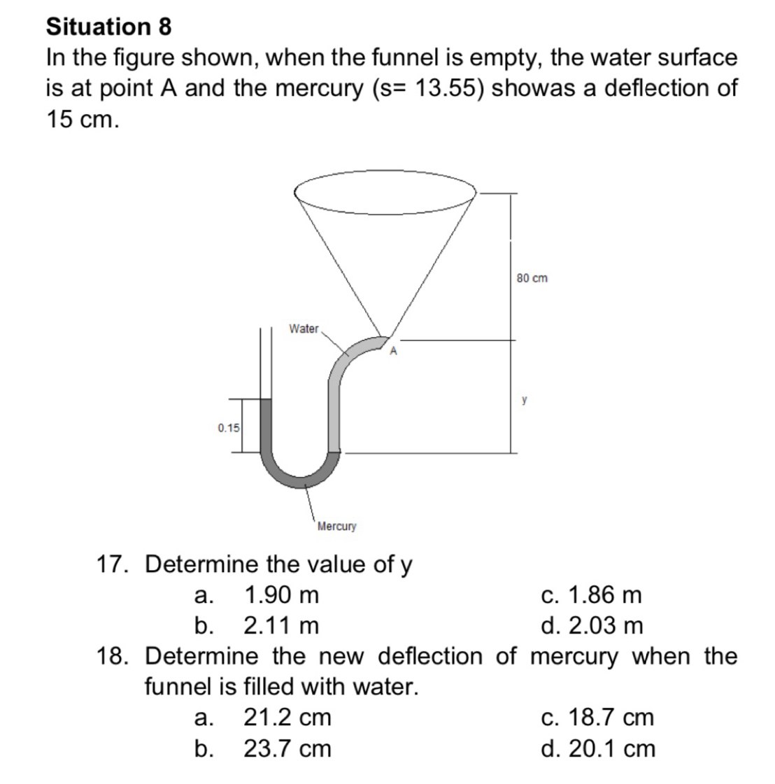 Solved: Situation 8 In the figure shown, when the funnel is empty, the ...