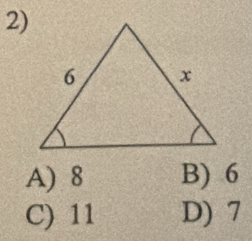 A) 8 B) 6
C) 11 D) 7