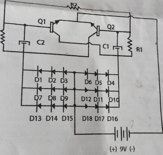 R2
(+) 9V (-)