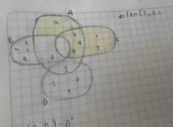 A
ei (A∩ C)∪ B=
a 
B 
d 
c 
C 
e
g
5 
9 
D
mn)-0^c