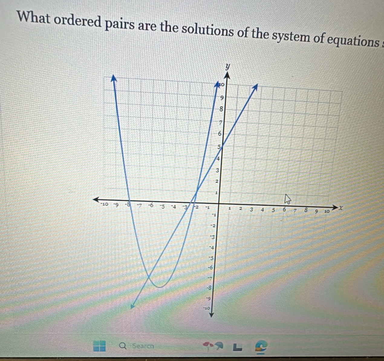 What ordered pairs are the solutions of the system of equations 
Search