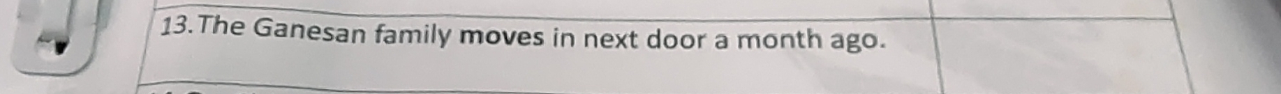 The Ganesan family moves in next door a month ago.