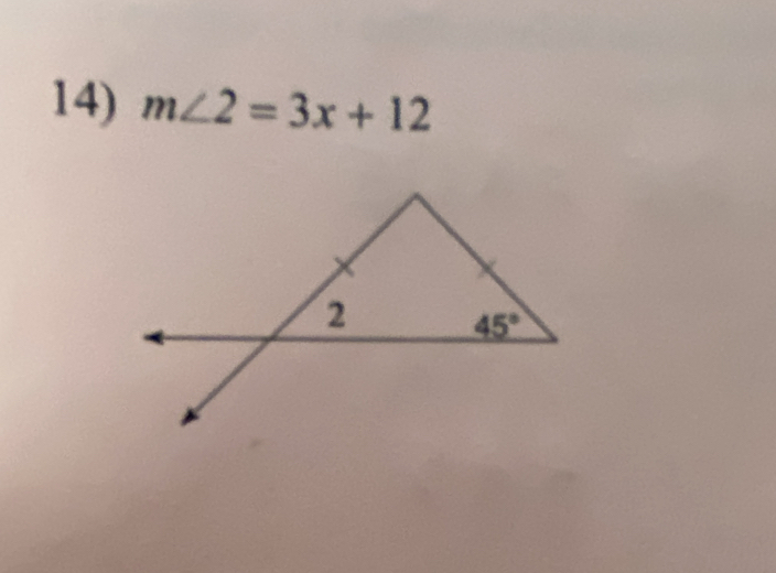 m∠ 2=3x+12