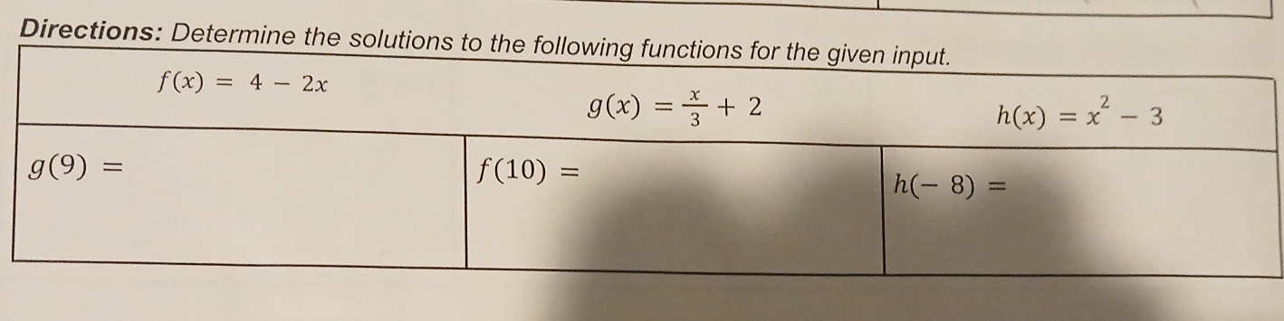 Directions: Determine the so