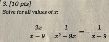 Solve for all values of x: