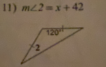 l1) m∠ 2=x+42