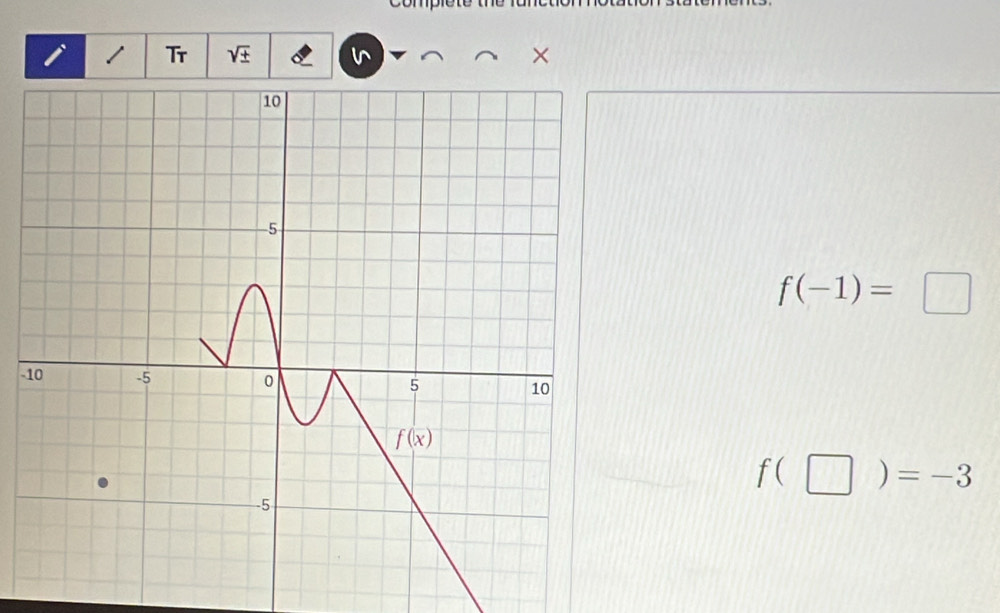 Tr sqrt(± ) ×
f(-1)=□
-
f(□ )=-3