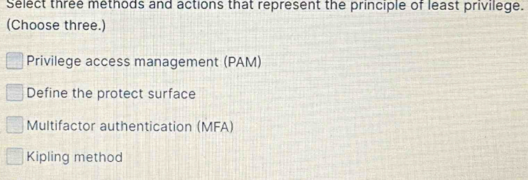 Solved: Select three methods and actions that represent the principle ...