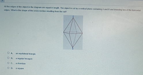 Solved: All the edges of the object in the diagram are equal in length ...