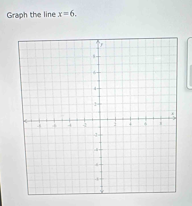 Graph the line x=6.