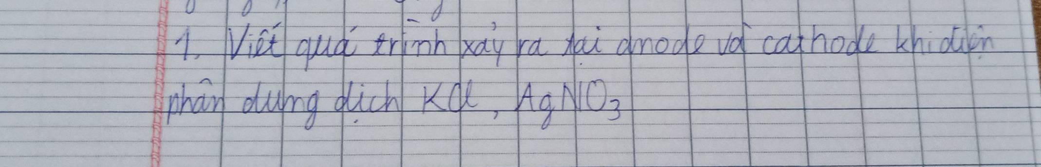 Viet qud trnh xay ra yoi anode vo cathode chidin 
phān duing quch Kqe, AgNO_3