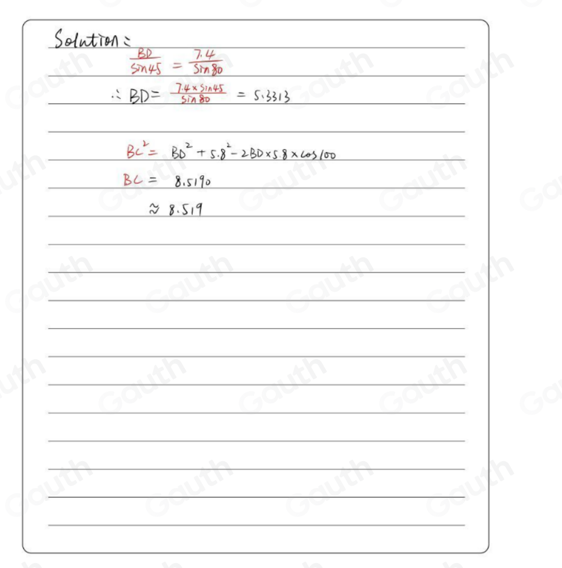 Solved: ABC is a triangle. D is a point on AC. Angle BAD=45° Angle ADB ...