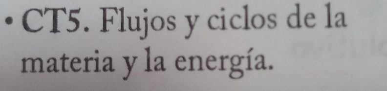 • CT5. Flujos y ciclos de la 
materia y la energía.