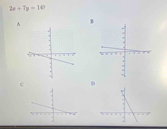 2x+7y=14 2 
A 
B 


C 
D