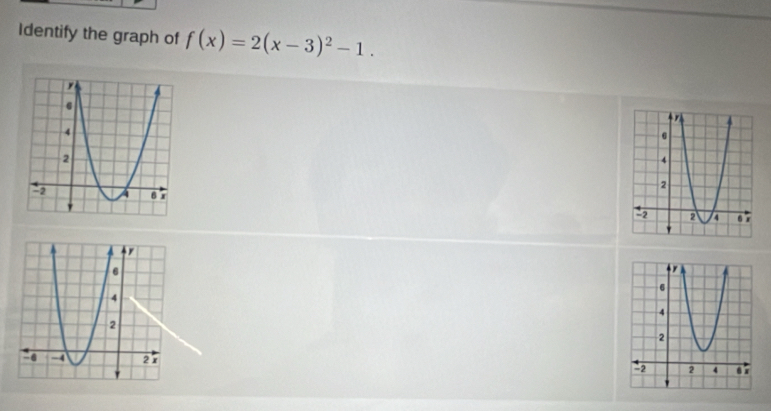 Identify the graph of f(x)=2(x-3)^2-1.