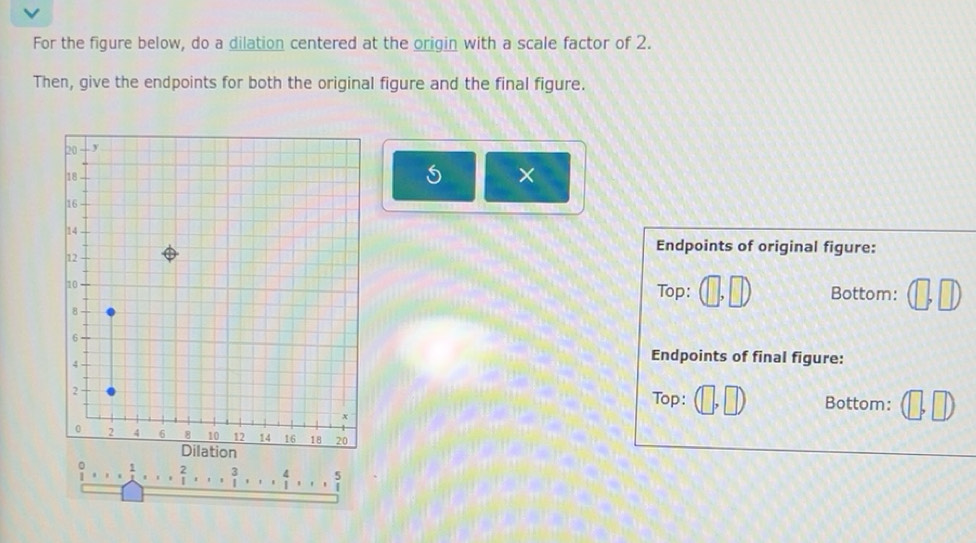 Solved: For the figure below, do a dilation centered at the origin with ...