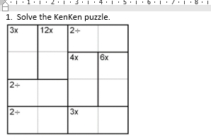 Solve the KenKen puzzle.