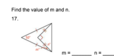 Find the value of m and n.
17.
m= _ n= _