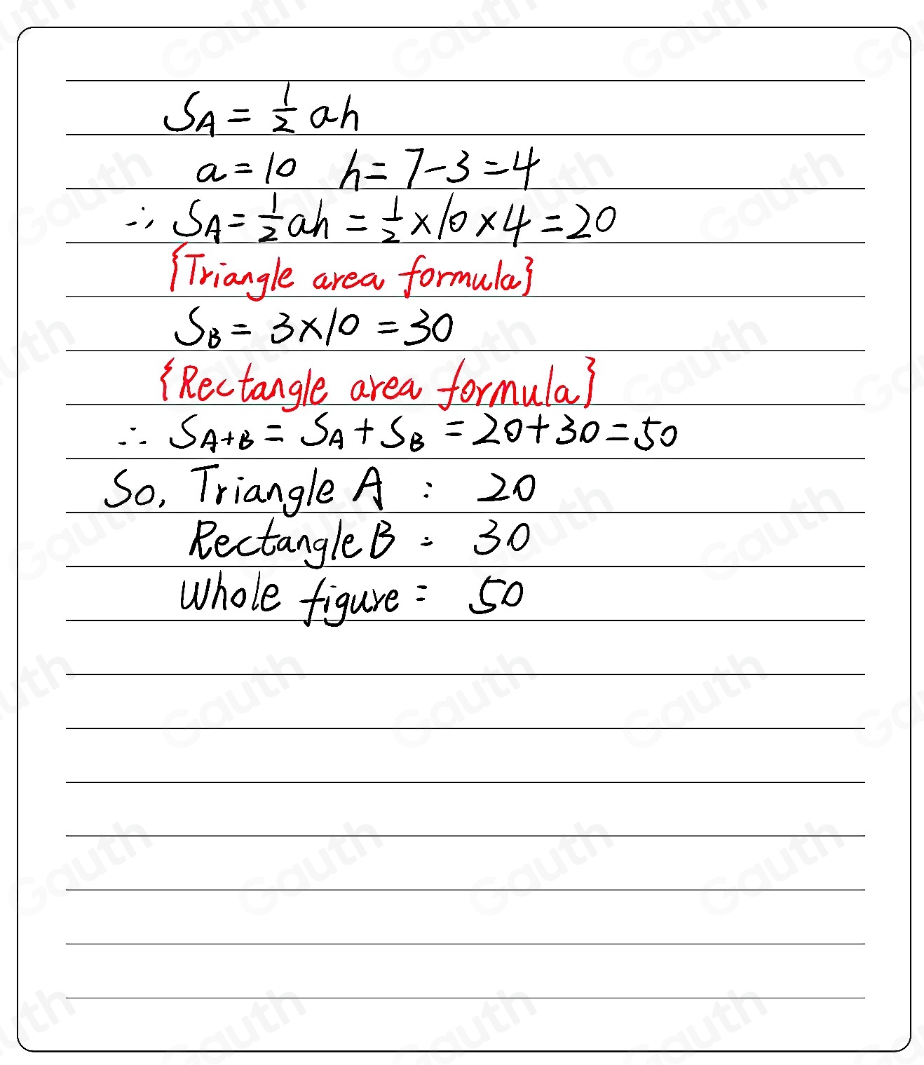 Solved: The following figure is made of 1 triangle and 1 rectangle ...