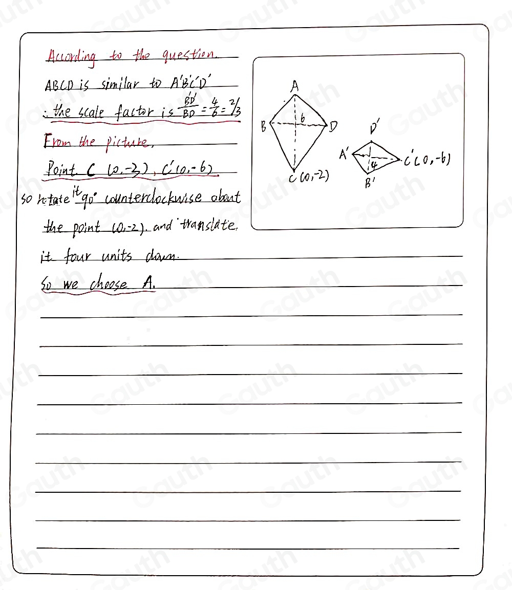 Solved: Submit Test Reader To A. Dilate kite A by a scale factor of 2/3 ...
