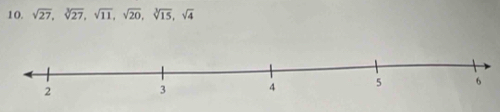 sqrt(27), sqrt[3](27), sqrt(11), sqrt(20), sqrt[3](15), sqrt(4)