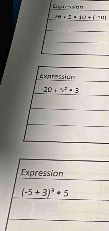 Expression
(-5+3)^3· 5