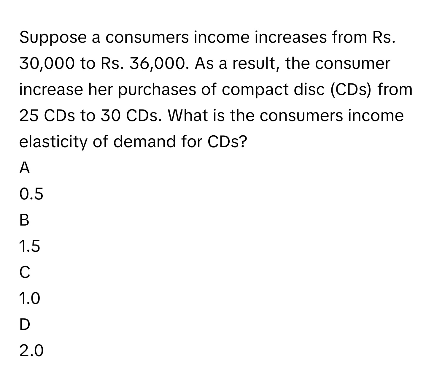 Solved: Suppose a consumers income increases from Rs. 30,000 to Rs ...