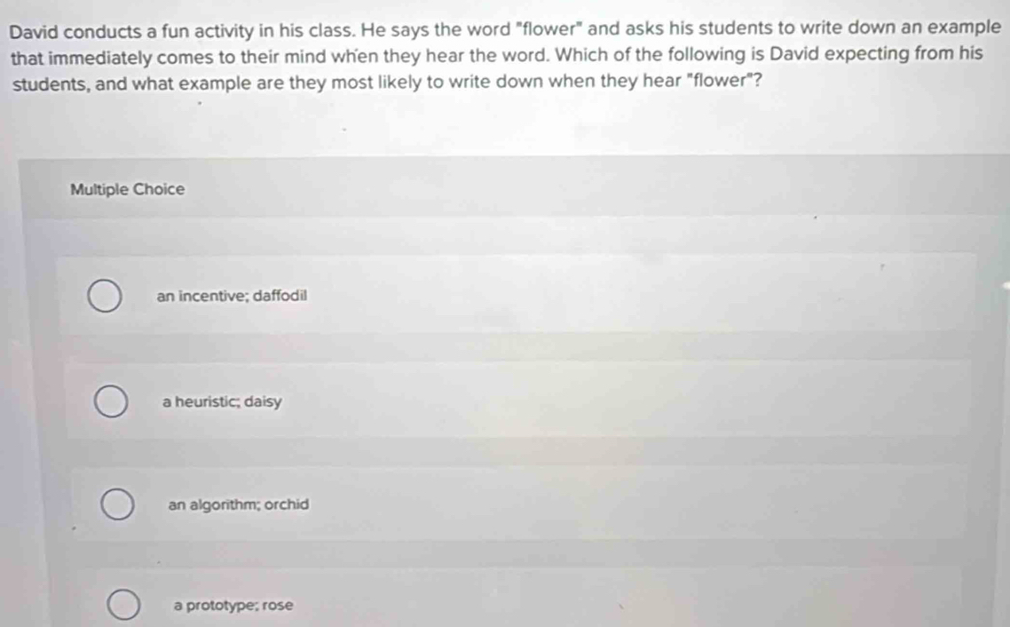 Solved: David conducts a fun activity in his class. He says the word ...