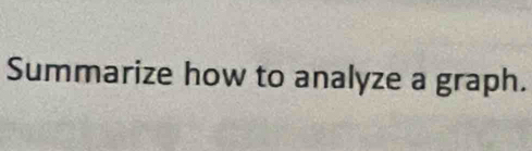 Summarize how to analyze a graph.