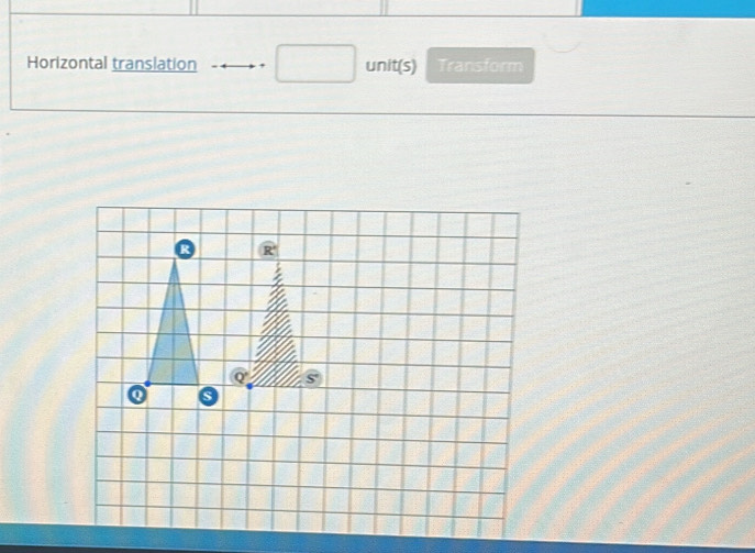 Horizontal translation , □ unit(s) Transform