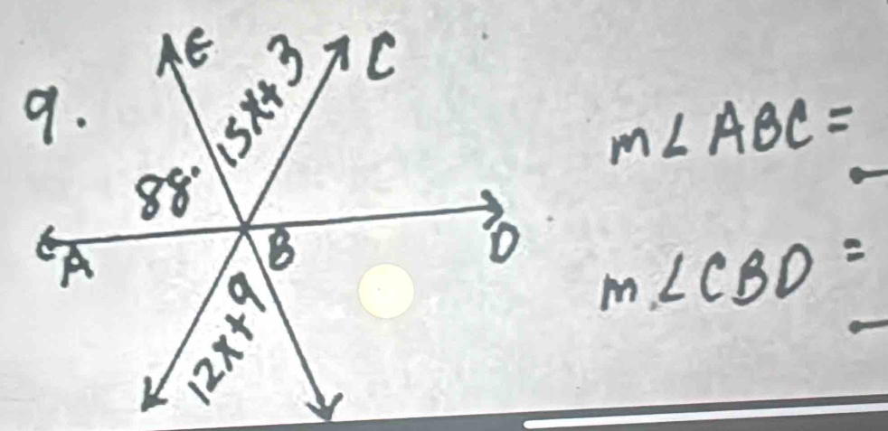 m∠ ABC=
m∠ CBD=