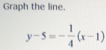 Graph the line.
y-5=- 1/4 (x-1)