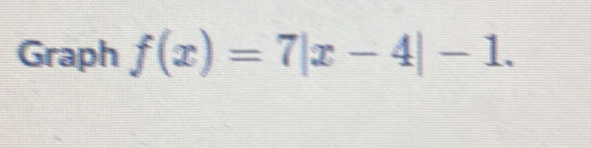 Graph f(x)=7|x-4|-1.