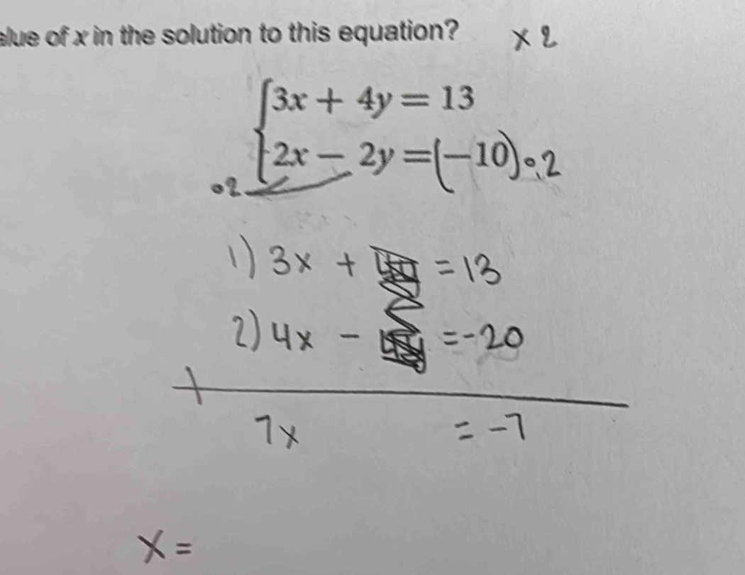 alue of x in the solution to this equation? 
=(10.2