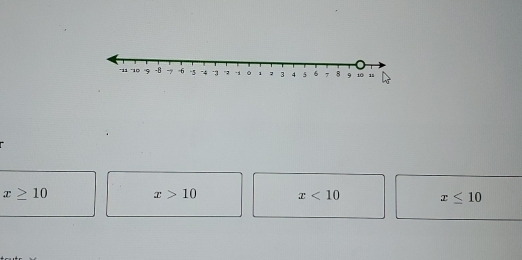 x≥ 10
x>10 x<10</tex> x≤ 10