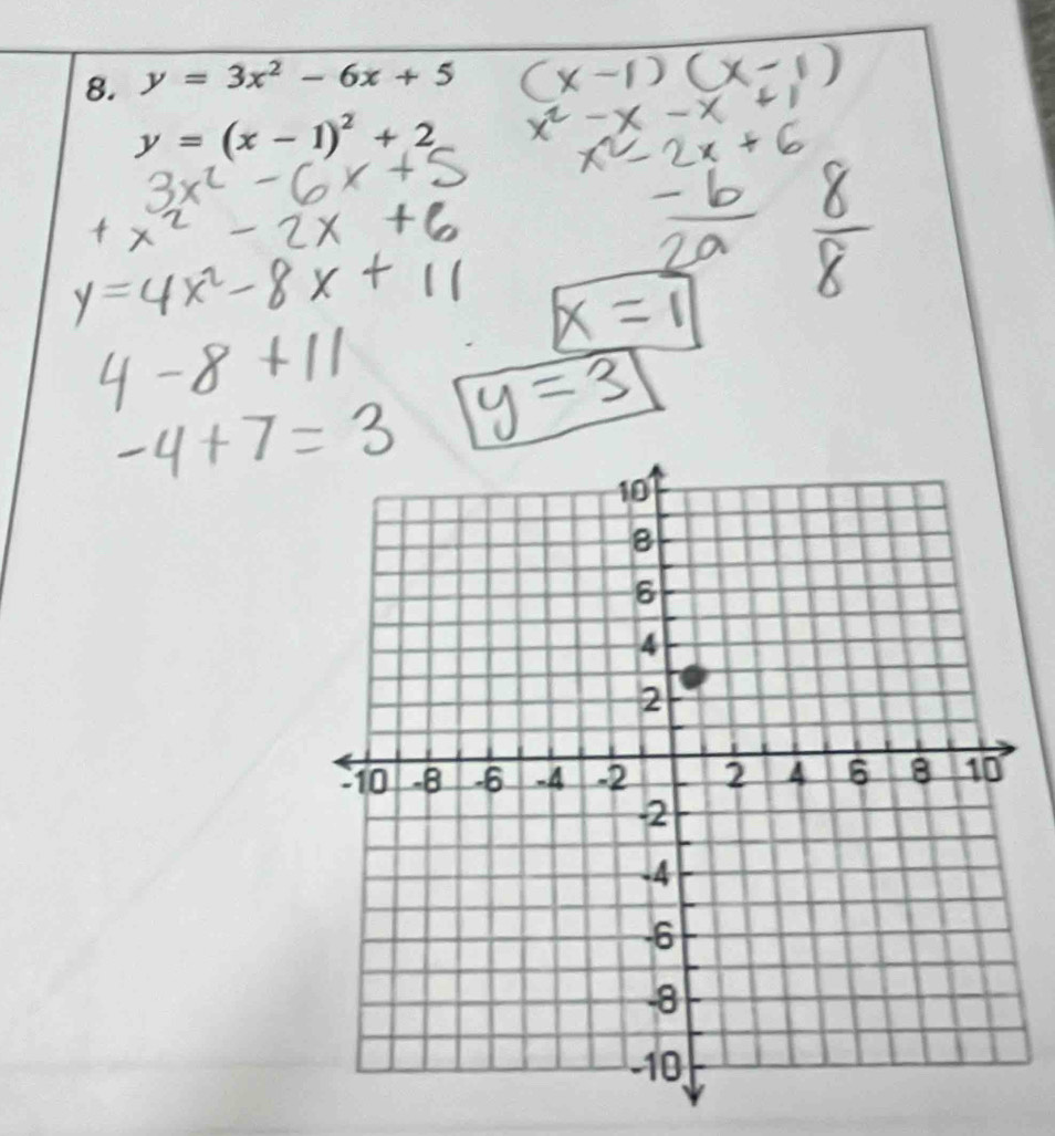 y=3x^2-6x+5
y=(x-1)^2+2