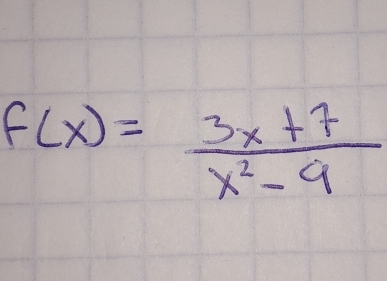 f(x)= (3x+7)/x^2-9 