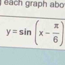 each graph ab
y=sin (x- π /6 )