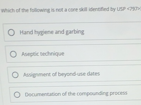 Solved: Which of the following is not a core skill identified by USP ...