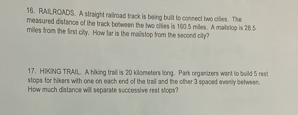 RAILROADS. A straight railroad track is being built to connect two ...