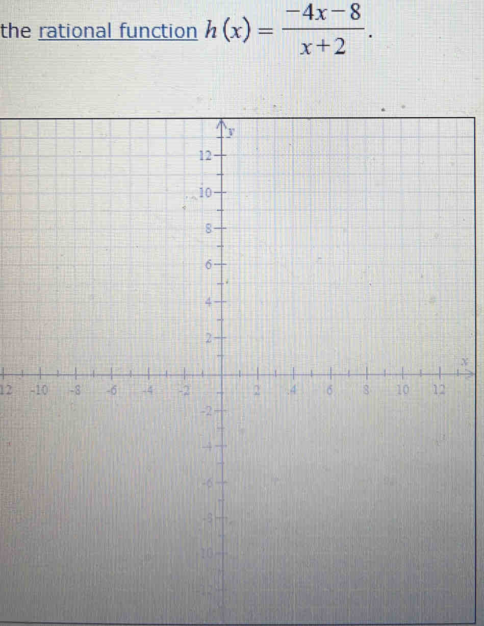 the rational function h(x)= (-4x-8)/x+2 .
X
12