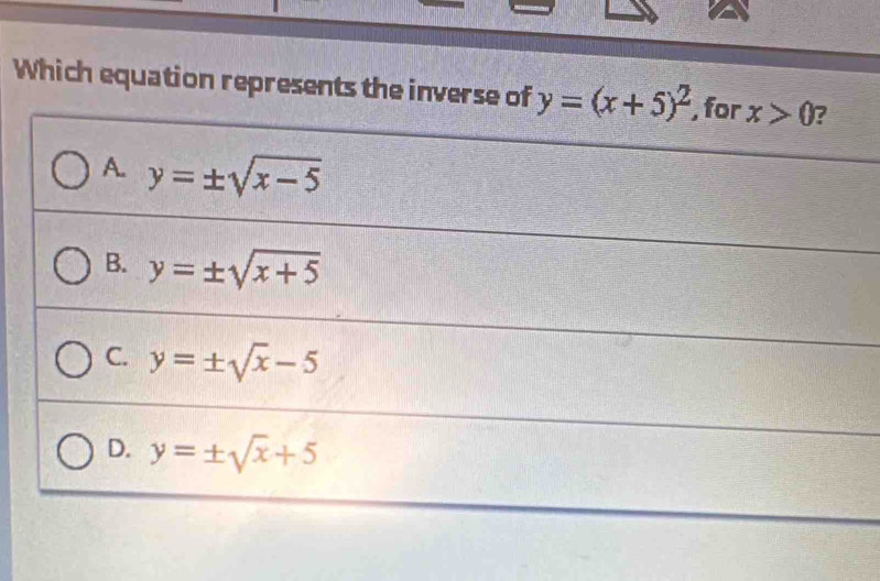 Which equation represents the inver