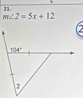 m∠ 2=5x+12