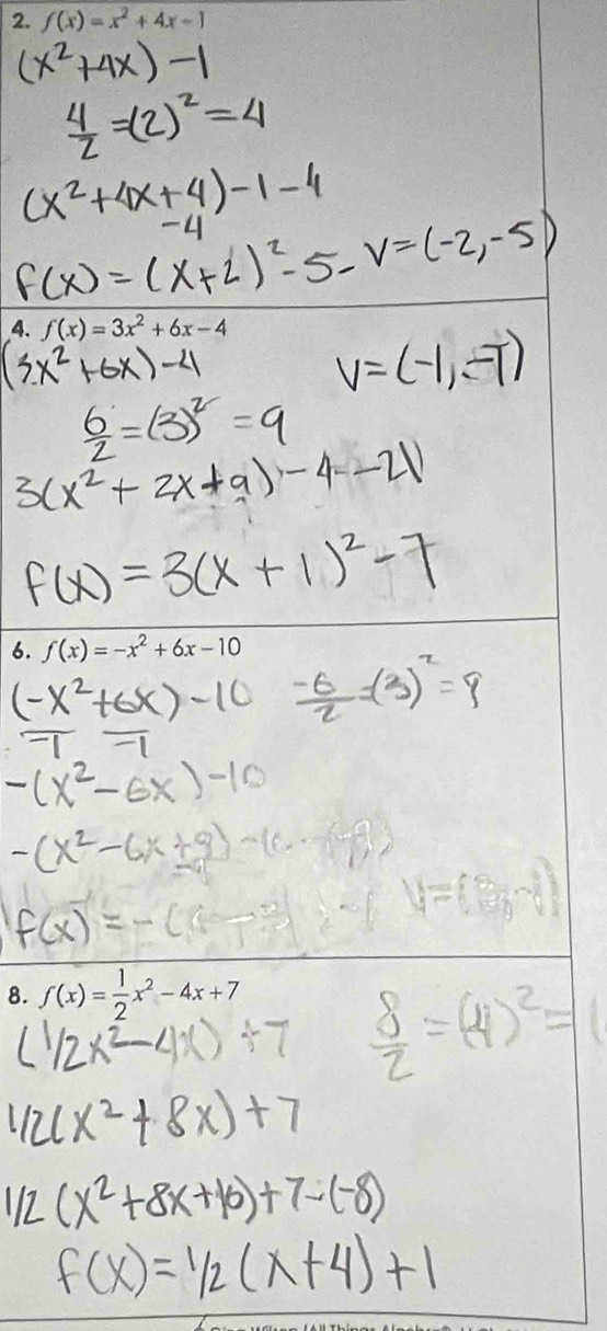 f(x)=x^2+4x-1
4. 
6. 
8.