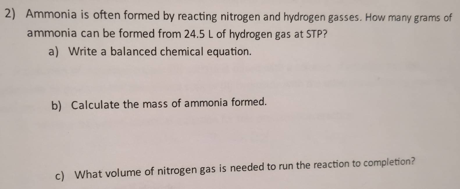Solved: Ammonia is often formed by reacting nitrogen and hydrogen ...