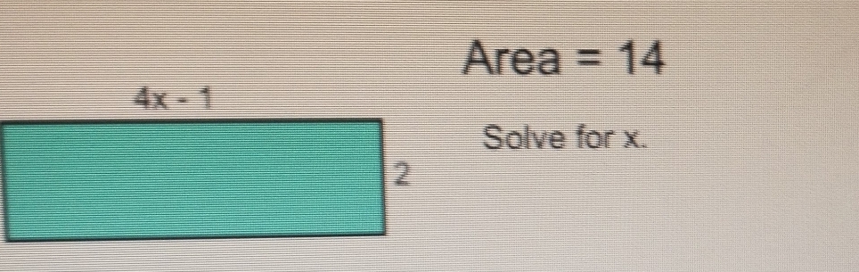 Area =14
Solve for x.