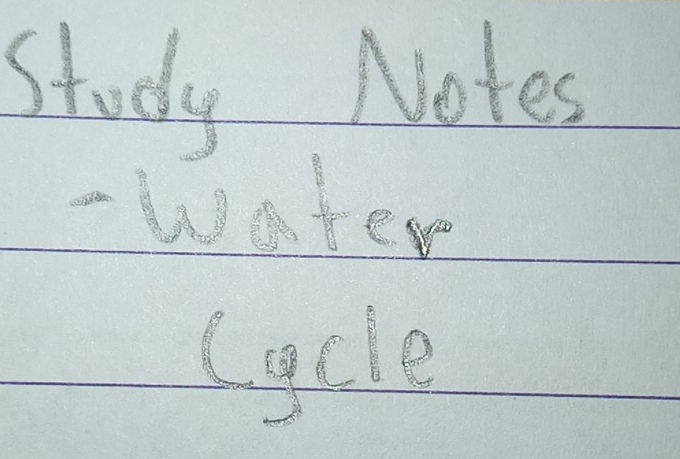 Study Notes 
- water 
(ycle