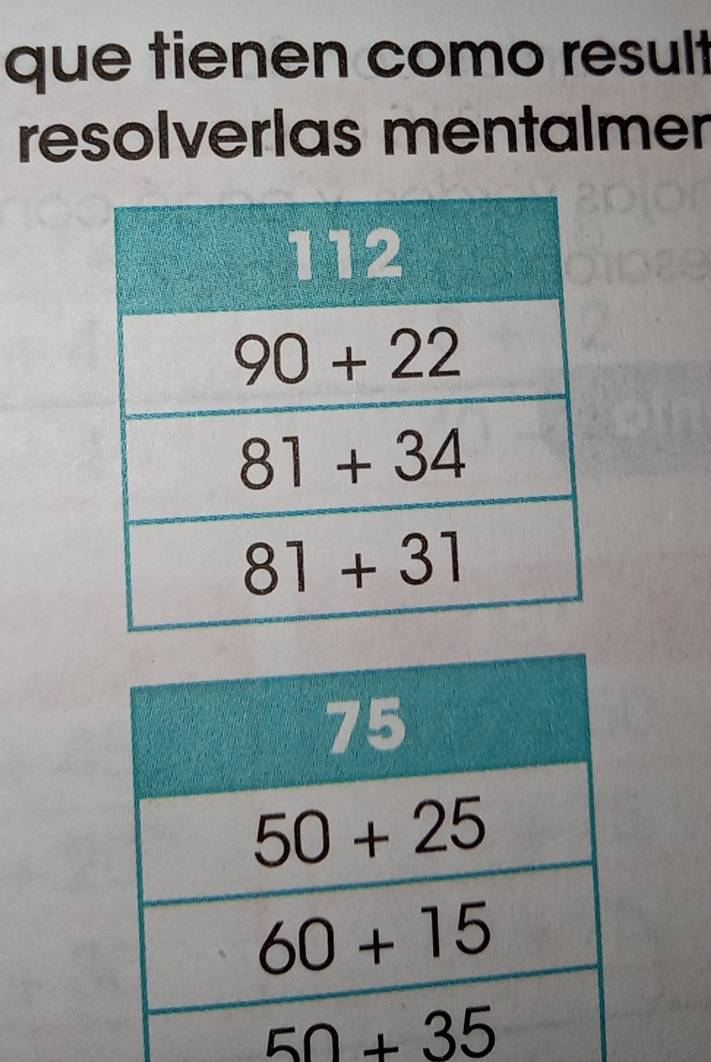 que tienen como result
resolverlas mentalmer