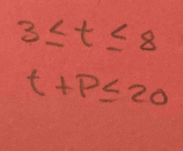 3≤ t≤ 8
t+p≤ 20